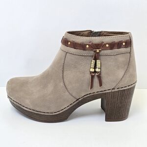 DANSKO Dabney Platform Clogs Taupe Nubuck Heeled Booties Size EU 36 US 5.5 -6